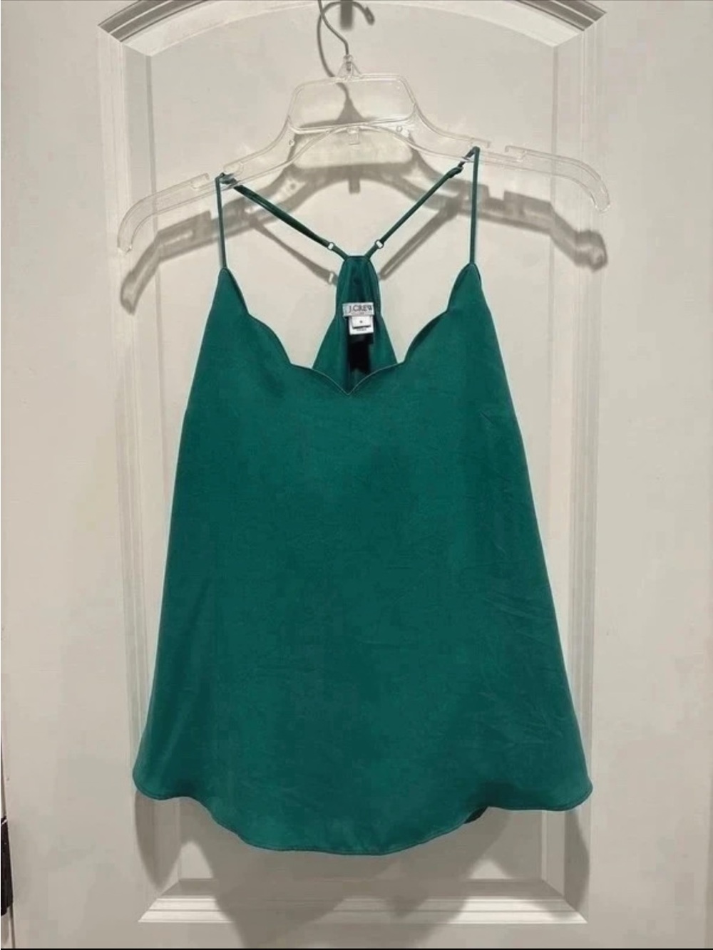 J. Crew Teal Scalloped Silk Camisole